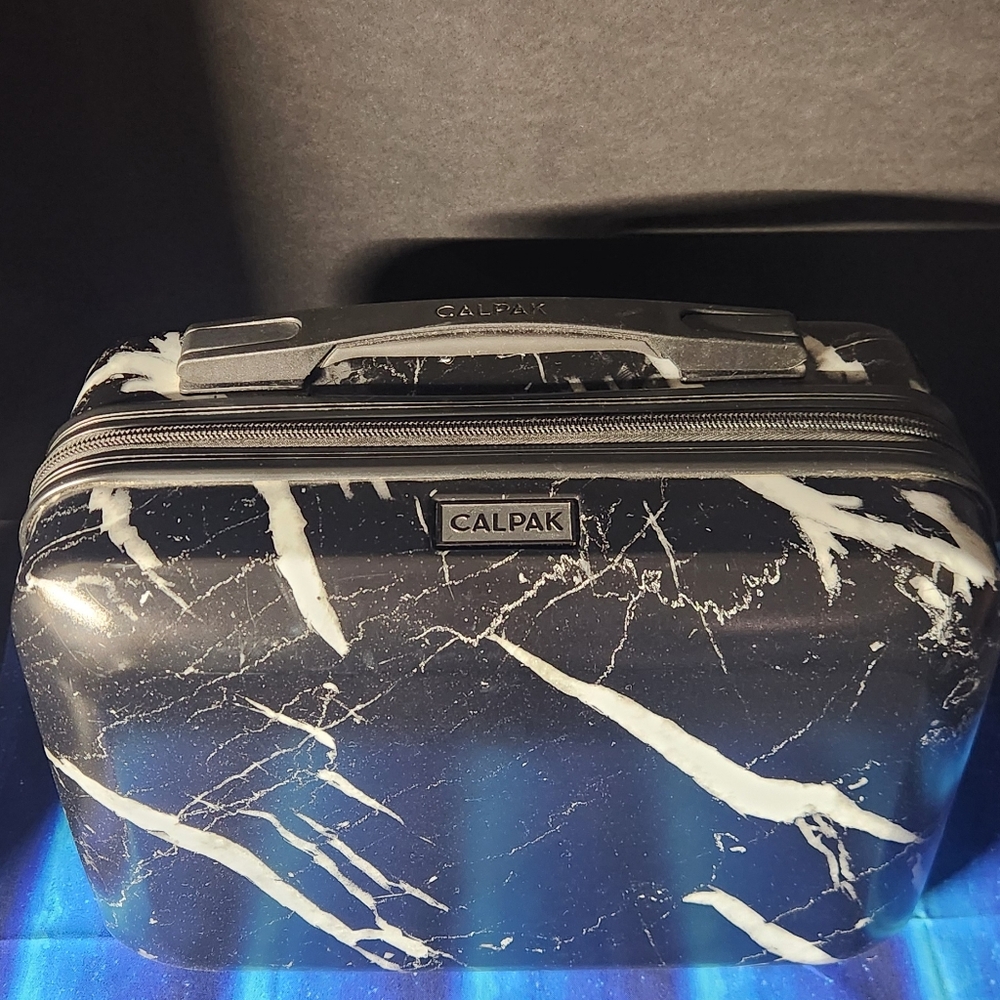 Calpak Black And White Marbled Carry-on Vanity Case For Travel No Strap Preowned